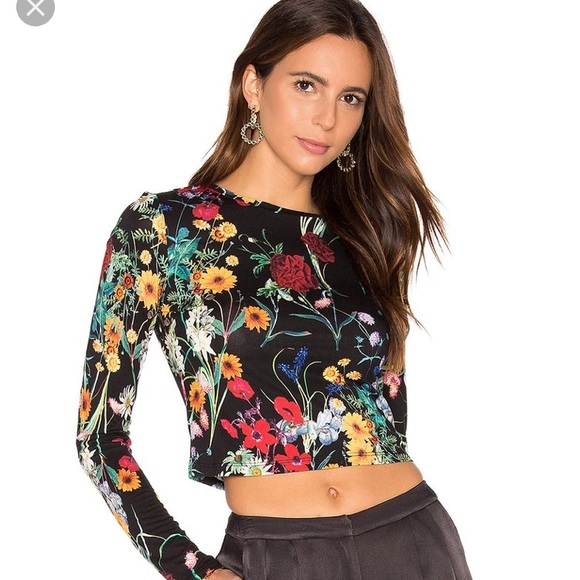 Alice + Olivia Tops - Alice & Olivia cropped floral long sleeve
